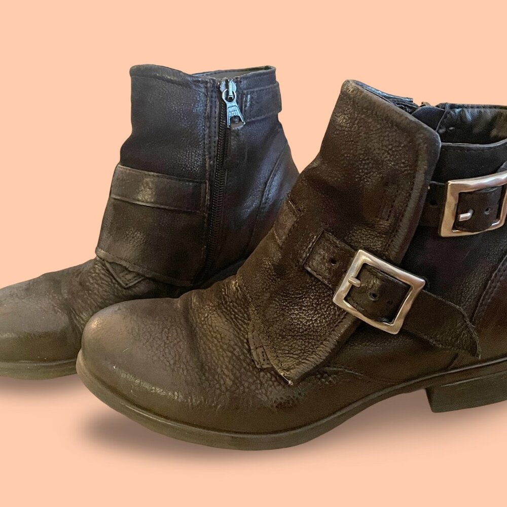 Miz Mooz Distressed Leather Moto Boot